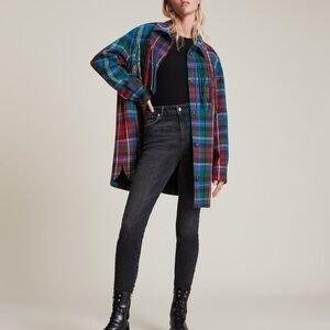 All Saints Sofina Wool Blend Check Tassel Jacket